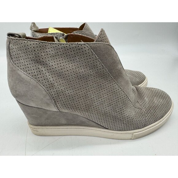 Linea Paolo Womens Felicia Perforated Wedge Sneakers Size 8M Gray Side Zipper - Picture 8 of 14